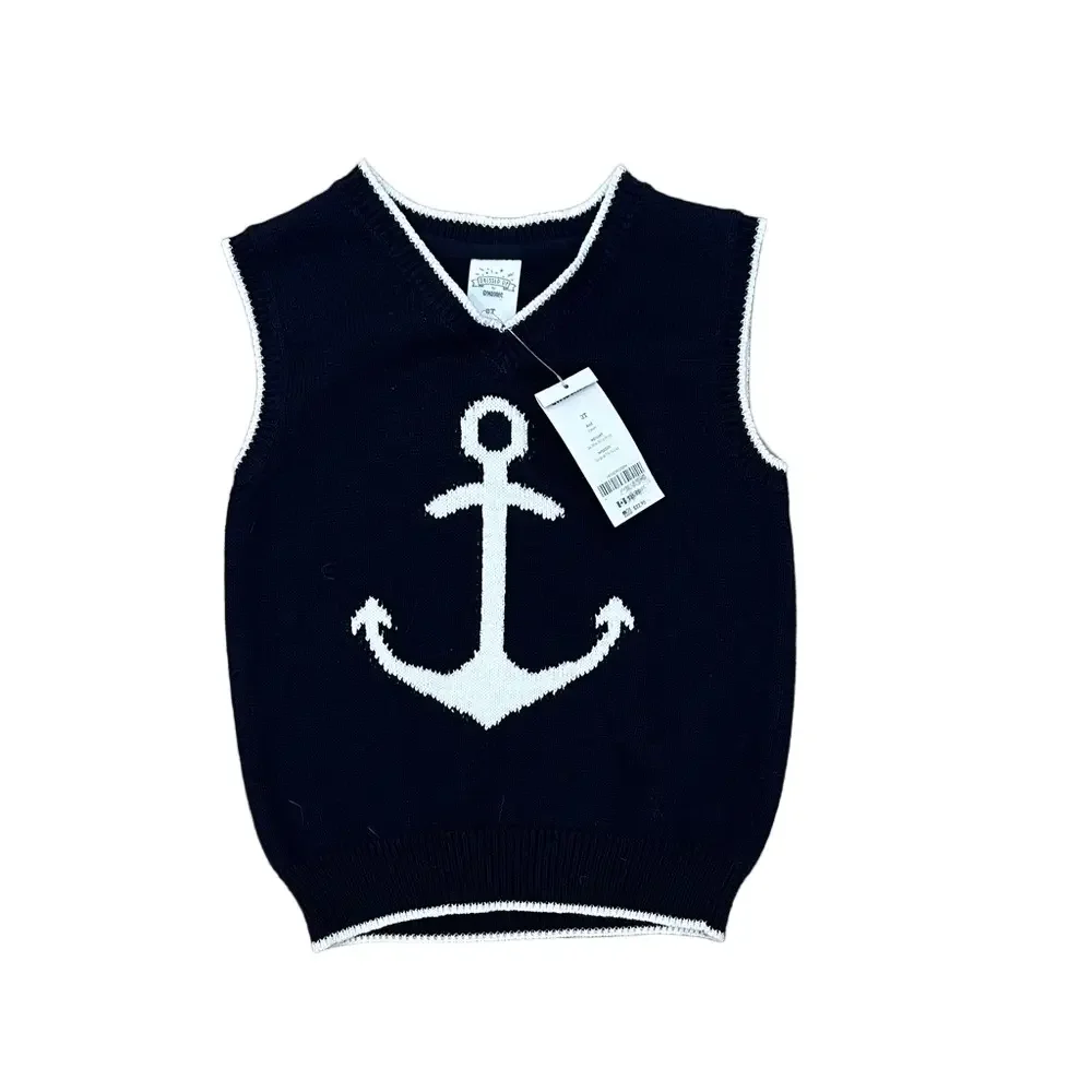 NWT Gymboree Navy Blue Anchor Sweater Vest Size 3T